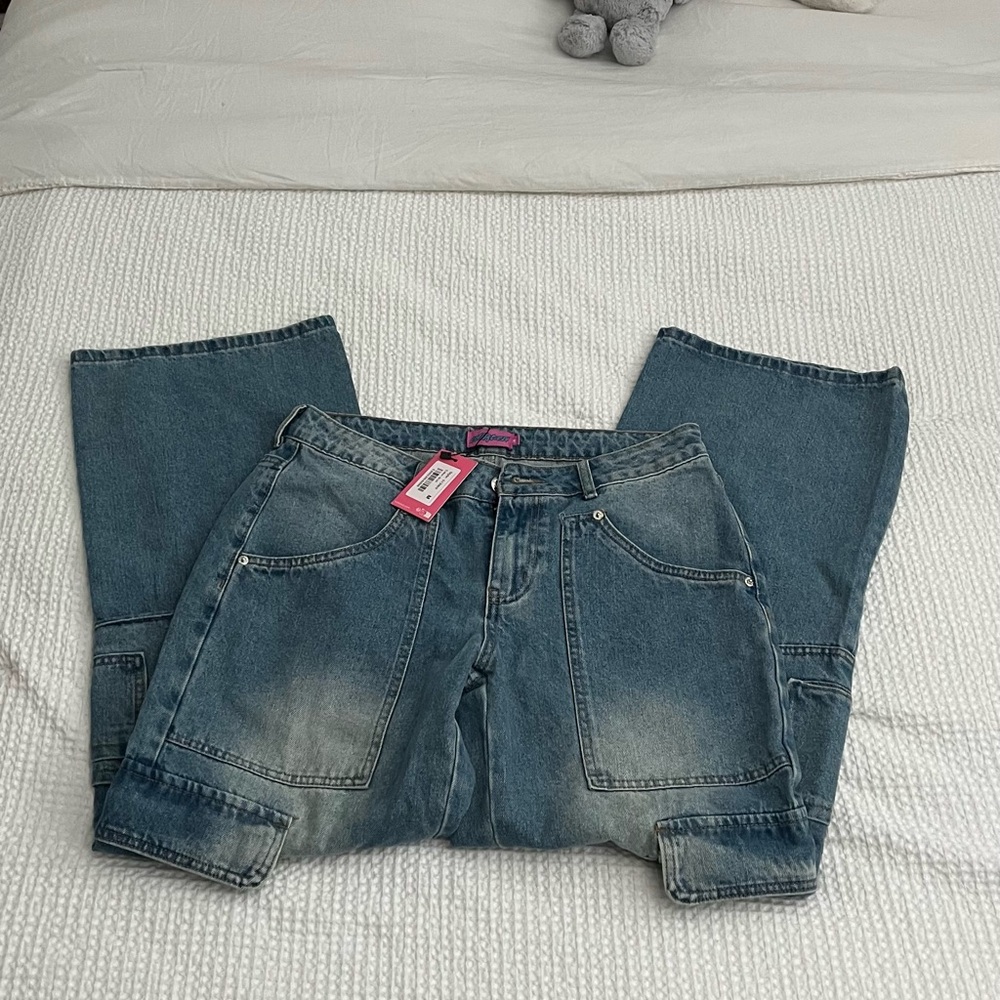 Edikted Blue Cargo Jeans (M)